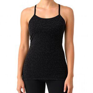 Lululemon Black Power Y Camo Tank Top Racerback Built In Bra Size 6